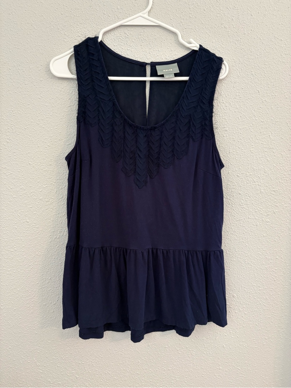 Maeve Anthropologie Navy Sleeveless Peplum Top